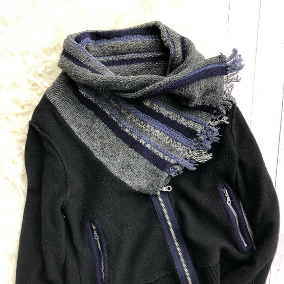 Free People wool scarf zip up black jacket - Picture 6 of 8
